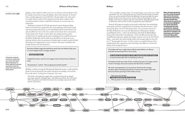 A two-page spread from the book showing the chapter on 80 Days, featuring a map of node connections.